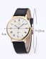 Fashion White+brown Digital Pattern Decorated Round Dail Simple Watch