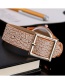 Fashion Khaki Rivet Decorated Round Dail Pure Color Watch