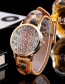 Fashion Brown Rivet Decorated Printing Leopard Pattern Simple Watch