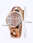 Fashion Brown Rivet Decorated Printing Leopard Pattern Simple Watch