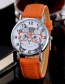 Fashion Red Cat Pattern Decorated Round Dail Pure Color Watch