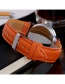 Fashion Orange Cat Pattern Decorated Round Dail Pure Color Watch