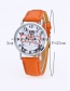Fashion Red Cat Pattern Decorated Round Dail Pure Color Watch