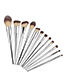 Fashion Gray+silver Color Color Matching Decorated Makeup Brush(12pcs)