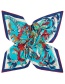 Fashion Sapphire Blue Birds&trees Pattern Decorated Square Shape Scarf