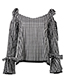 Elegant Black Bowknot&grid Decorated Long Sleeves Shirt