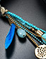 Fashion Blue Tassel&feather Decorated Simple Necklace