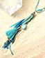 Fashion Blue Tassel&feather Decorated Simple Necklace