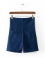 Fashion Blue Pure Color Decorated Simple Pants