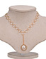 Fashion Gold Color Pearl Decorated Circular Ring Shape Necklace
