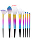Fashion Black+blue Sector Shape Decorated Simple Makeup Brush (8 Pcs)