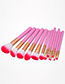 Fashion Pink+white Sector Shape Decorated Simple Makeup Brush (12 Pcs)