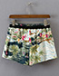 Fashion Green Flower Pattern Decorated Simple Shorts