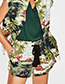Fashion Green Flower Pattern Decorated Simple Shorts
