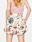 Fashion Pink Flower Pattern Decorated Simple Shorts