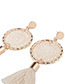 Fashion White Tassel Decorated Pure Color Hand-woven Earrings