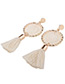 Fashion Light Pink Tassel Decorated Pure Color Hand-woven Earrings