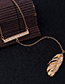 Vintage Gold Color Feather Pendant Decorated Long Necklace