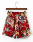 Fashion Red Flower Pattern Decorated Simple Skirt