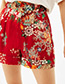 Fashion Red Flower Pattern Decorated Simple Skirt
