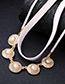 Vintage White Round Shape Decorated Double Layer Choker