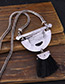Exaggerate Silver Color+black Tassel Decorated Double Layer Necklace