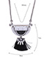 Exaggerate Silver Color+black Tassel Decorated Double Layer Necklace