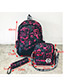 Fashion Blue Color-matching Decorated Backpack (3pcs)
