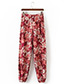 Elegant Red Pure Color Decorated Wide-leg Trousers