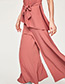 Elegant Watermelon Red Pure Color Decorated Wide-leg Trousers