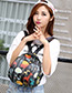 Lovely Navy Flower Pattern Decorated Backpack