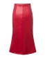 Trendy Red Pure Color Decorated Single-breasted Skirt