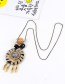 Fashion Khaki Round Shape Decorated Long Necklace