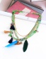 Bohemia Green Feather Shape Decorated Multilayer Necklace