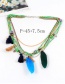 Bohemia Green Feather Shape Decorated Multilayer Necklace