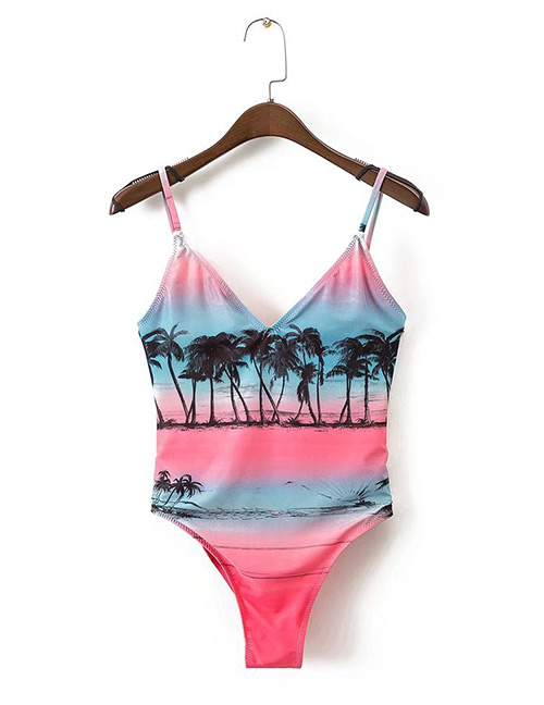 Sexy Multi-color Coconut Tree Decorated Swimwear