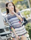 Fashion White+black Stripe Pattern Decorated Sunscreen Shawl