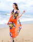 Fashion Orange Flower Pattern Decorated Dress
