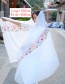 Fashion White Embroidery Flower Decorated Scarf