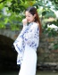 Fashion Red+blue+white Flower Pattern Decorated Scarf