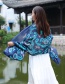 Fashion Gray+blue Flower Pattern Decorated Scarf