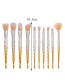 Fashion Silver Color+yellow Sector Shape Decorated Makeup Brush (10 Pcs)