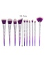 Fashion Purple+silver Color Triangle Shape Decorated Makeup Brush(10 Pcs)