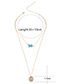 Fashion Gold Color Wafer Decoraetd Double Layer Necklace