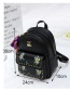 Fashion Black Rivet Decorated Flower Pattern Backpack (4 Pcs )
