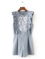 Fashion Blue Flower Shape Decorated Jumpsuit