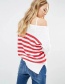 Fashion White+red Stripe Pattern Decorated Sweater
