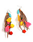 Fashion Brown Pom Ball&tassel Decorated Earrings