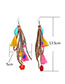 Fashion Brown Pom Ball&tassel Decorated Earrings