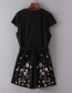 Fashion Black Embroidery Flower Decorated Jumpsuit